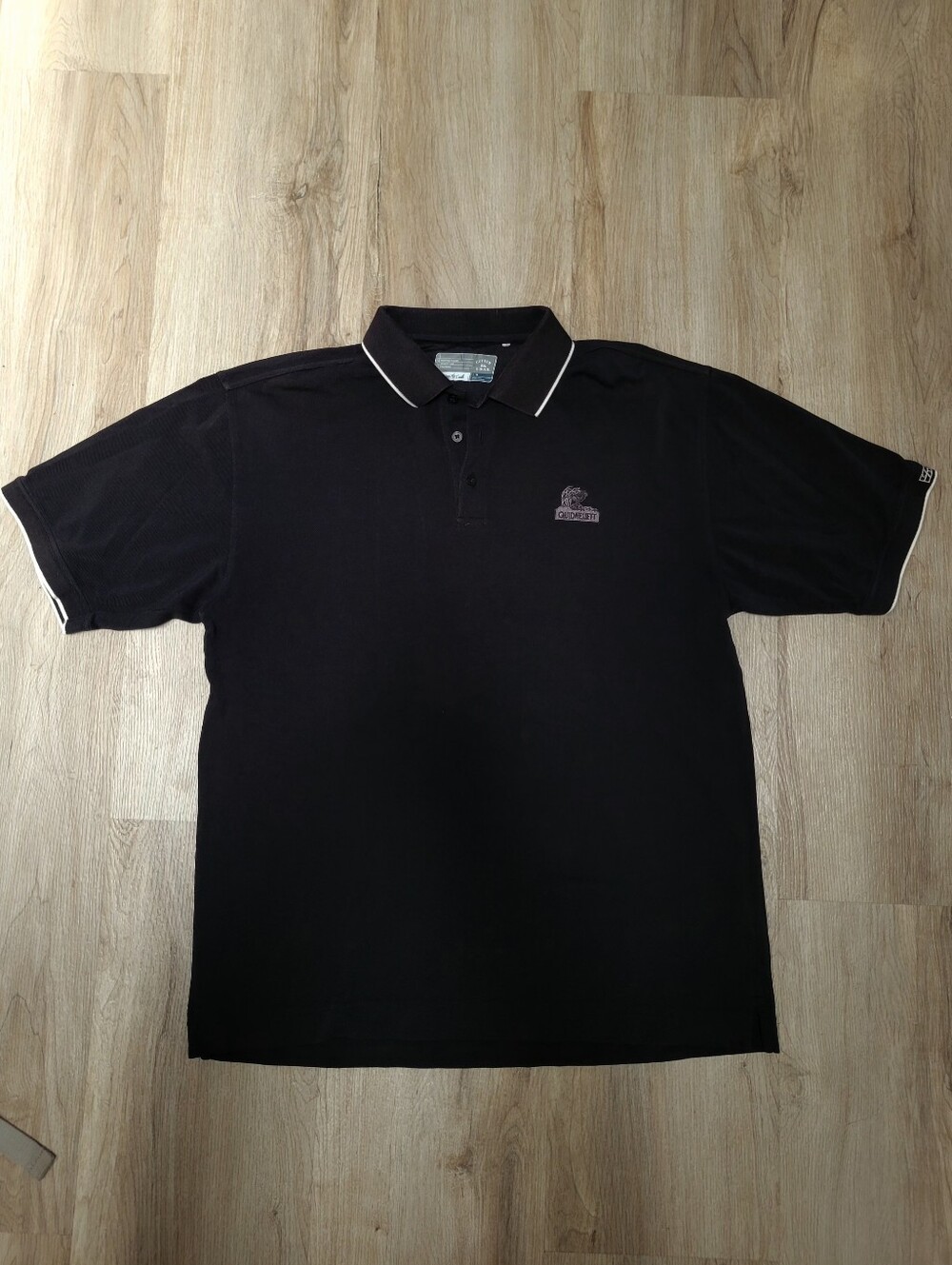 Cutter & Buck Black Polo Shirt L Dry Tec Short Sleeve Quidnessett Country Club